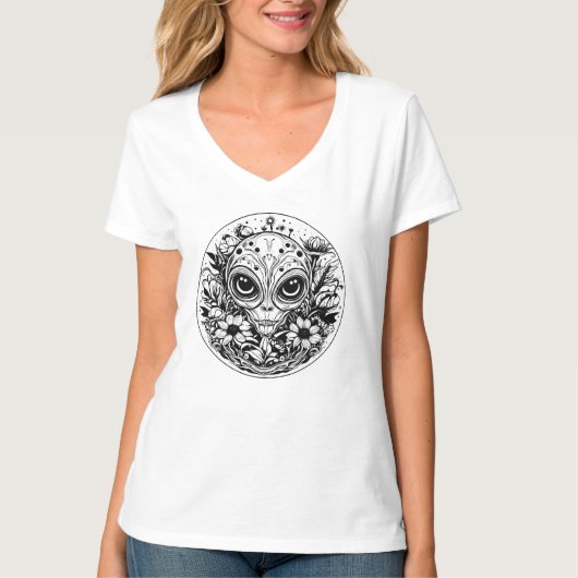 T-shirt Alien extraterrestre en Fleurs Starry Night (Devant)
