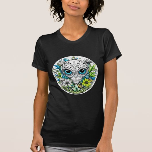 T-shirt Alien extraterrestre en Fleurs Starry Night (Devant)