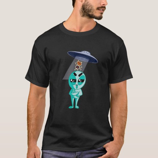 T-shirt Alien Funny Cat UFO (Devant)