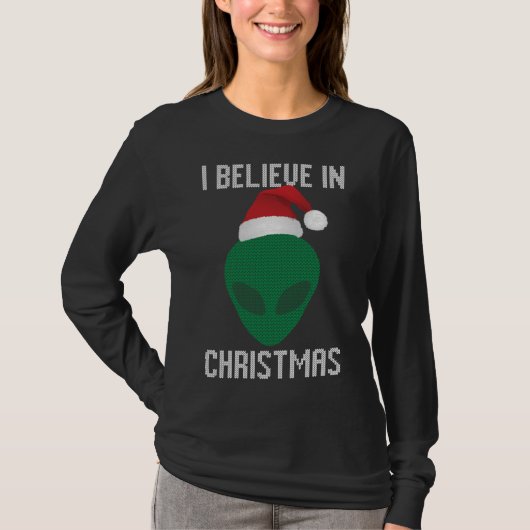 T-shirt Alien Funny Ugly Christmas Sweer Party (Devant)