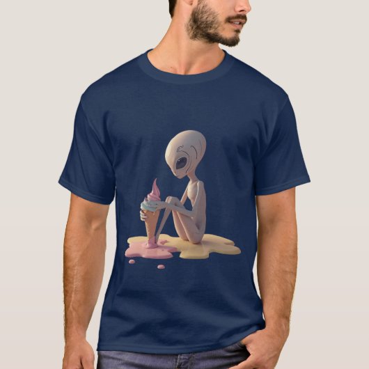 T-shirt Alien Glace – Dessin de Dessert Mignon (Devant)