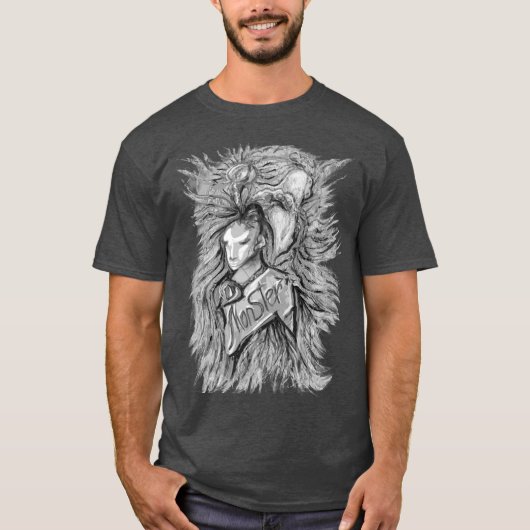 T-shirt Alien gris Monster Art Pen dessin stylo (Devant)