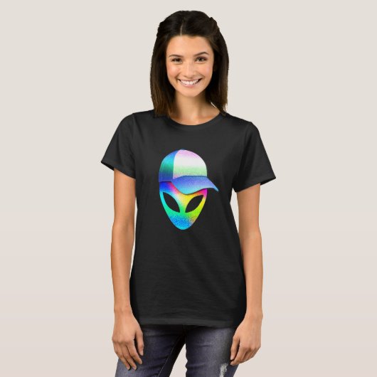 T-shirt Alien Head Sci Fi Trippy Techno Rave Edm Music Fes (Devant entier)