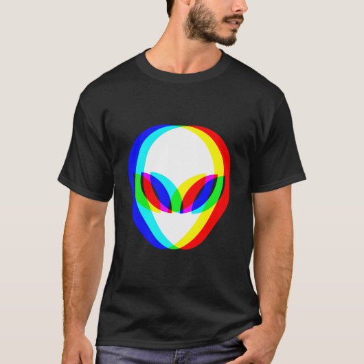 T-shirt Alien Head Trippy Vaporwave Techno Rave Edm Music (Devant)