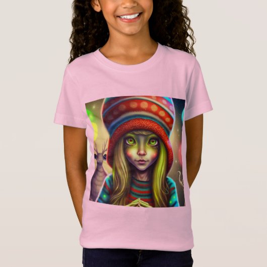 T-Shirt Alien Hippie Girl Gift. (Devant)