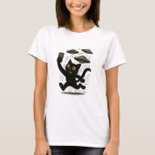 T-shirt Alien Invasion Cat Design, Selfie UFO Cat (Devant)