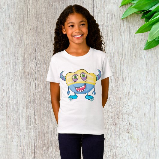 T-shirt Alien Jaune Et Bleu Filles Étranges