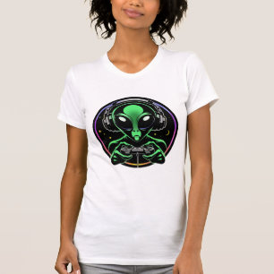 T-shirt Alien Jouant Aux Jeux Vidéo   Stellar Button Smash