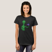 T-shirt Alien Mangeant Une Partie De Galaxy Pizza Drôle (Devant entier)