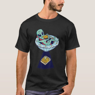 T-shirt Alien Manger De La Pizza Ufo Enduction Je suis ici