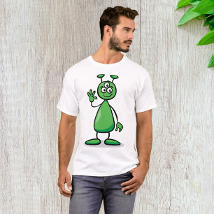 T-shirt Alien Martien Vert aux Trois Yeux de Dessin Animé