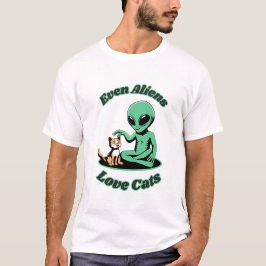 T-shirt Alien mignon et chat mignon. Animal drôle (Devant)