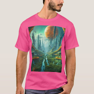 T-shirt Alien Nature & Futuriste Ville Surreal Sci-Fi Art