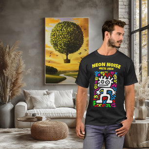 T-shirt Alien Néon Blanc – Créature d'Art Pop Funky