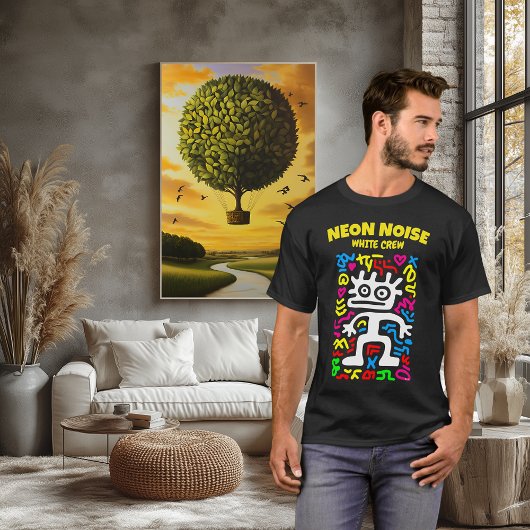 T-shirt Alien Néon Blanc – Créature d'Art Pop Funky