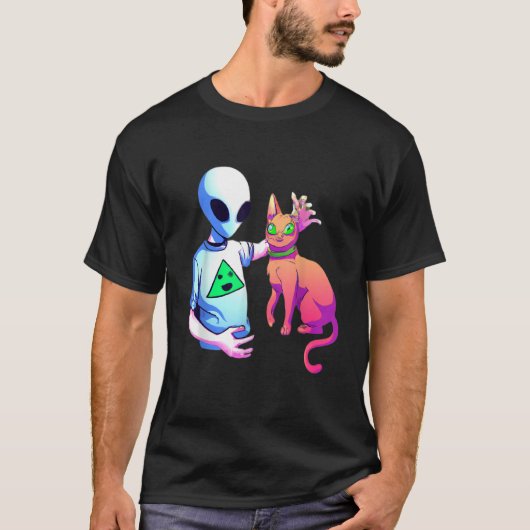 T-shirt Alien Pet Un Chat Alien Ufo Enfants Chat Hommes Fe (Devant)