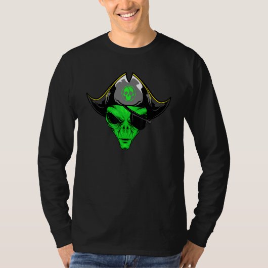 T-shirt Alien Pirate Hat Halloween Costume (Devant)