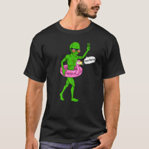 T-shirt Alien Pool Flamant rose Float UFO Extraterresseur