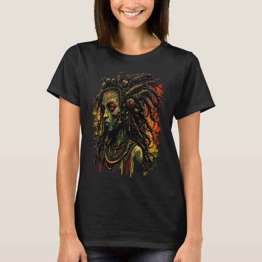 T-shirt Alien Rasta Rastafarian Rastafari UFO Extraterrest (Devant)