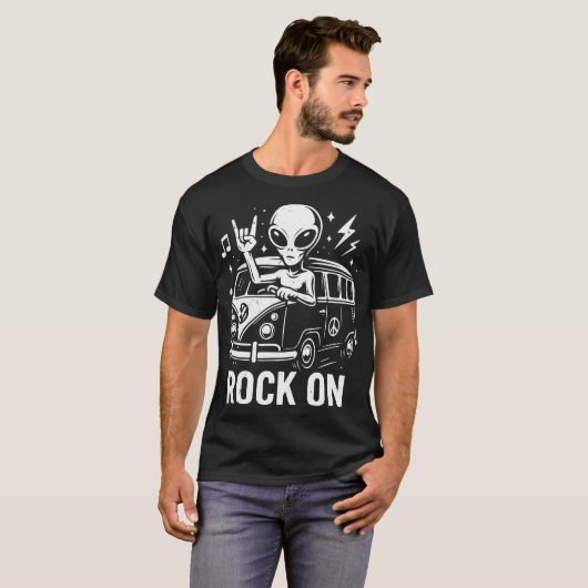T-shirt Alien Rock Mini Bus Noir (Devant entier)