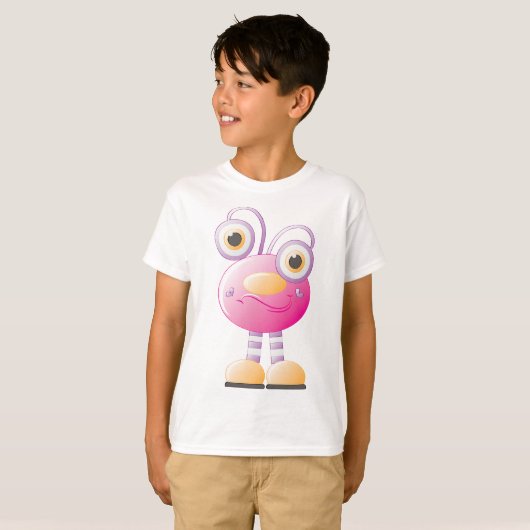 T-shirt Alien Rose mignon Avec Grands Yeux (Devant entier)