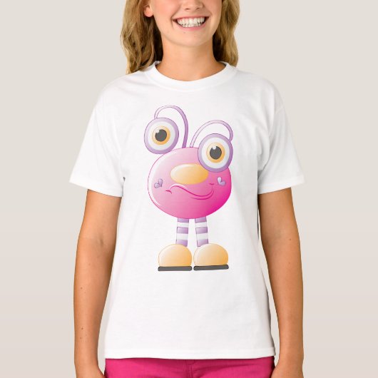 T-shirt Alien Rose mignon Avec Grands Yeux (Devant)