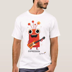T-shirt Alien Rouge avec Guitare   EXPRESSION - Par Design