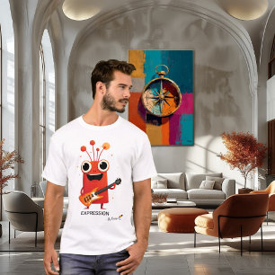 T-shirt Alien Rouge avec Guitare EXPRESSION - Par Design