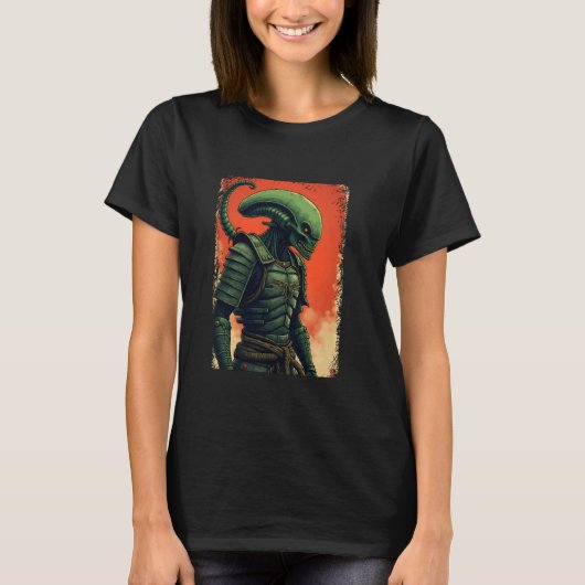 T-shirt Alien Samurai Tee Japonais Sci-Fi Design Apparel U (Devant)
