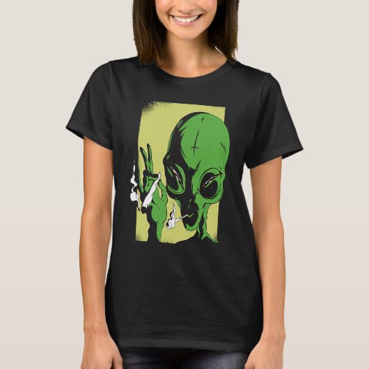 T-shirt alien space aliens ufo smoking (Devant)