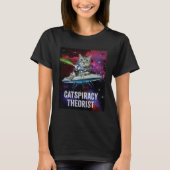 T-shirt Alien Space Cat UFO Catspiracy Theorist (Devant)