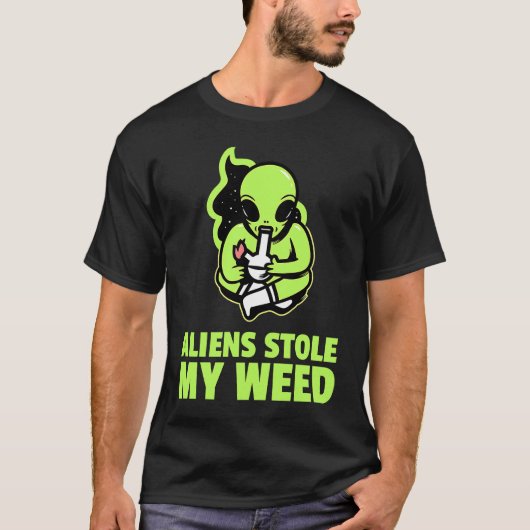 T-shirt Alien spatial Stoner Aliens de l'OVNI Stole My wee (Devant)