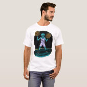 T-shirt Alien Spatial Volant Une Partie De Pizza (Devant entier)