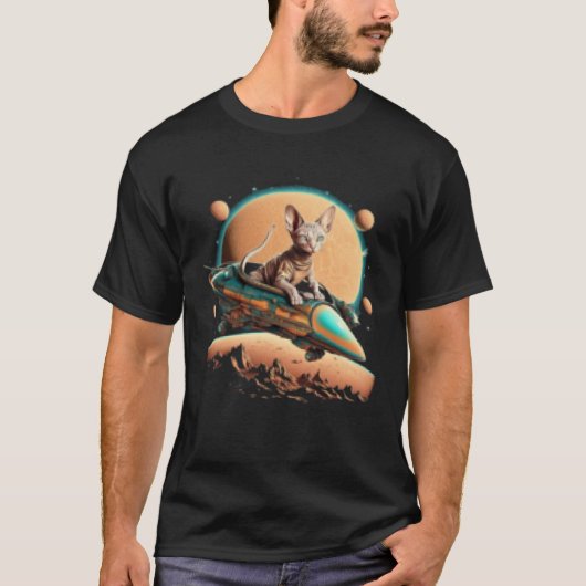 T-shirt Alien Sphynx Cat UFO Extraterrestrial (Devant)
