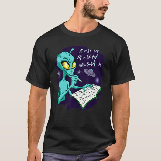 T-shirt Alien Studying Solving Math Science Physics Equati (Devant)