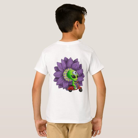 T-shirt Alien sur un Scooter-Cosmic Adventure imprimé Tshi (Dos entier)