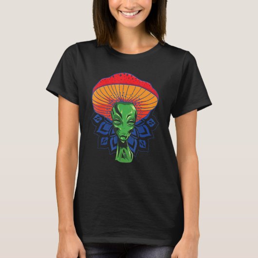 T-shirt Alien Tête De Champignons Pour Casquette Avec Mand (Devant)