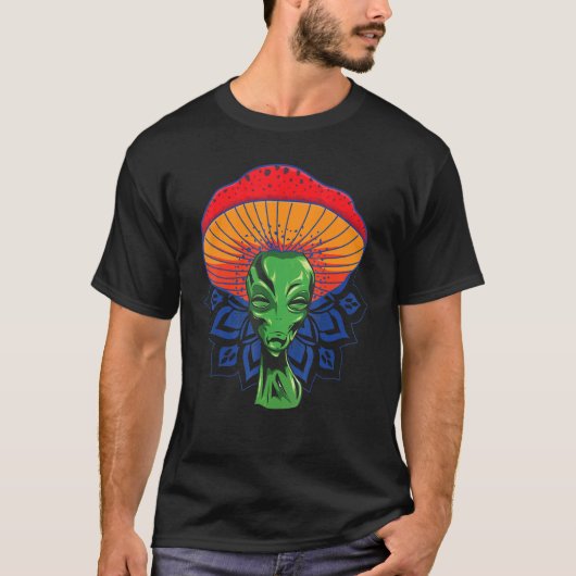 T-shirt Alien Tête De Champignons Pour Casquette Avec Mand (Devant)