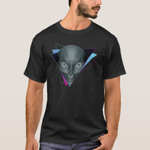 T-shirt Alien Tête Synthwave Triangle filaire futuriste