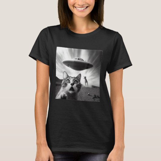 T-shirt Alien UFO Cat (Devant)