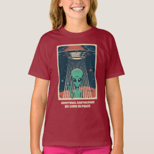 T-shirt Alien UFO de texte et de nom personnalisé