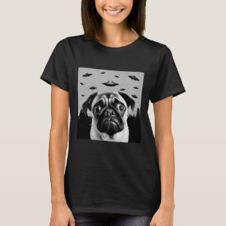 T-shirt Alien UFO Drôle Carlin Amoureux des chiens Hommes