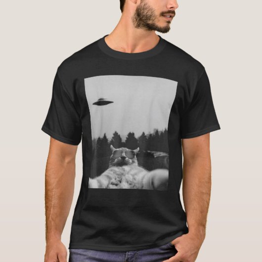 T-shirt Alien UFO drôle Chat Galaxy Chat Tee Chat Graphic (Devant)