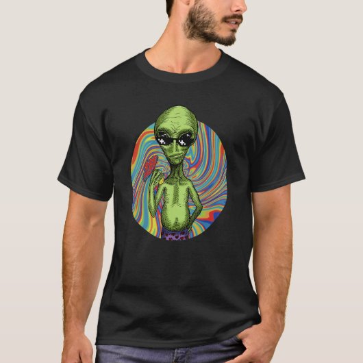 T-shirt Alien UFO Mushroom Psychedelic Trippy Outer Space  (Devant)