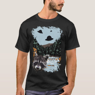 T-shirt Alien UFO Raccoon Amateurs Extraterrestrial Rencon