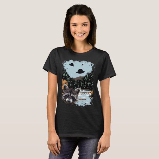 T-shirt Alien UFO Raccoon Lovers Extraterrestrial Encounte (Devant entier)