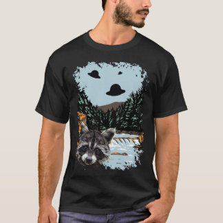 T-shirt Alien UFO Raccoon Lovers Extraterrestrial Encounte