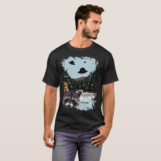 T-shirt Alien UFO Raccoon Lovers Extraterrestrial Encounte (Devant entier)