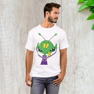 T-shirt Alien vert drôle faisant une grimace idiote
