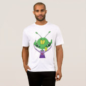 T-shirt Alien vert drôle faisant une grimace idiote (Devant entier)